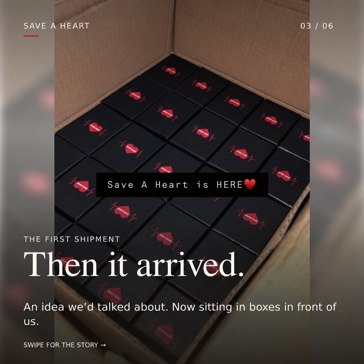 The first shipment: Save A Heart arrived.